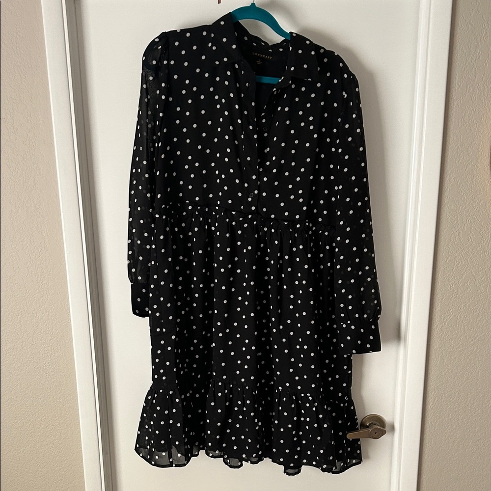 DownEast Black and White Polka Dot  Dress
